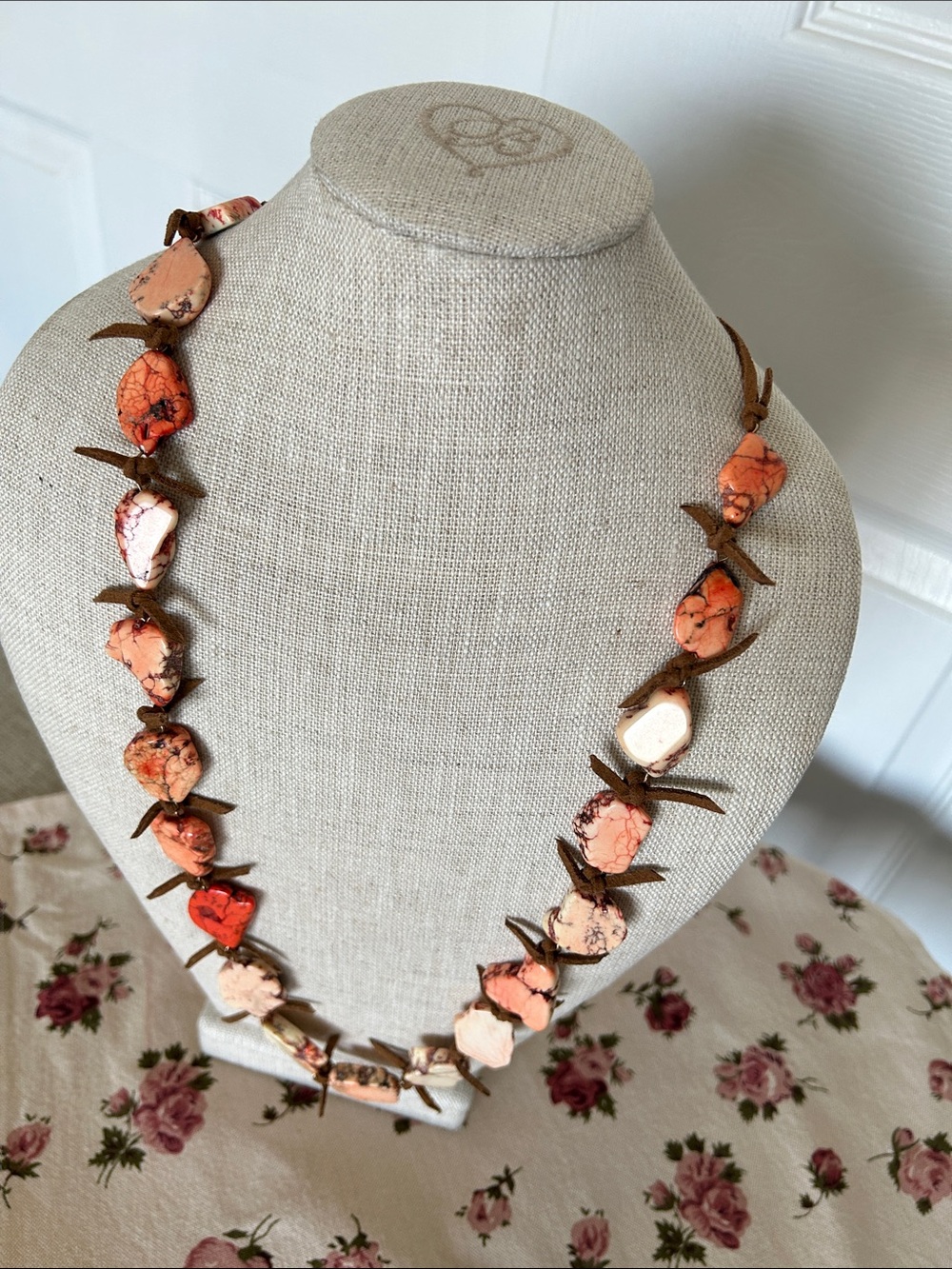 Coldwater Creek Coral-Peach Stone Necklace